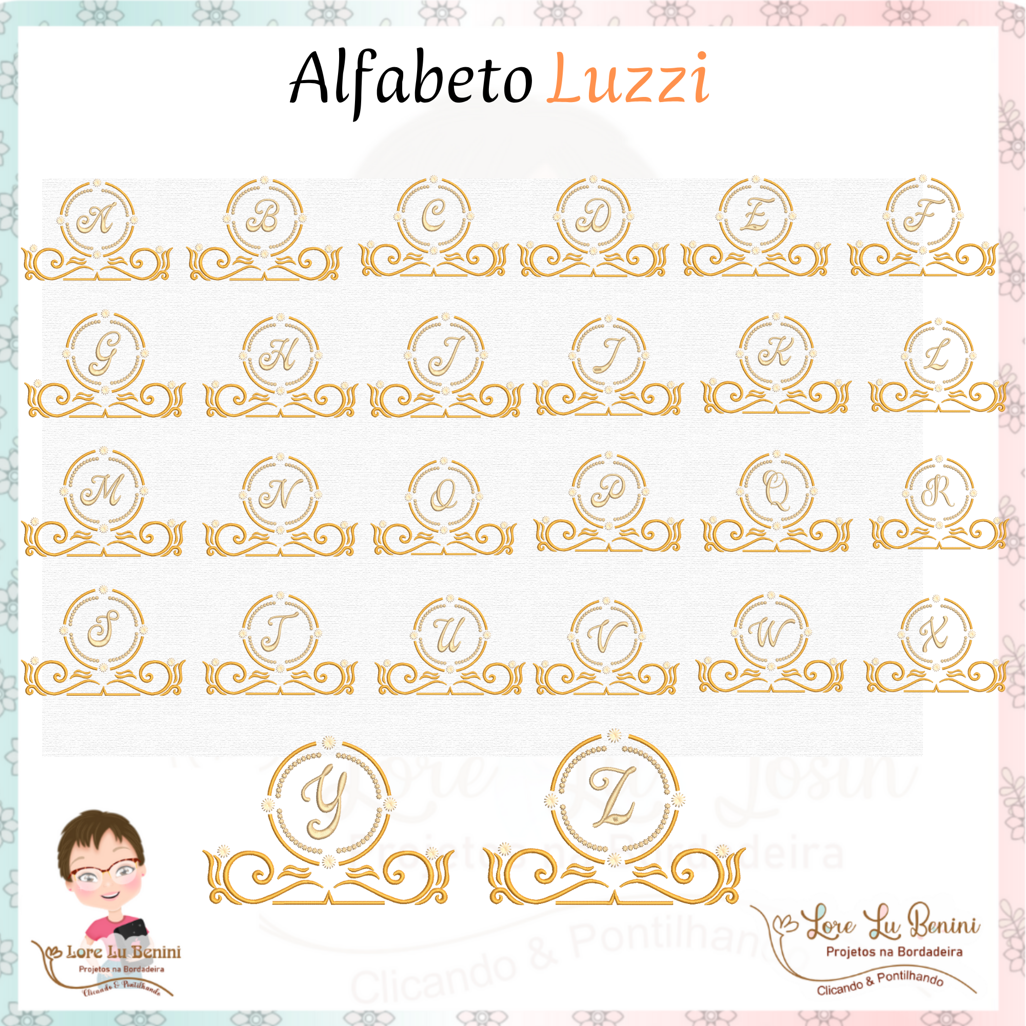 Matriz de Bordado-Alfabeto Luzzi-Monograma
